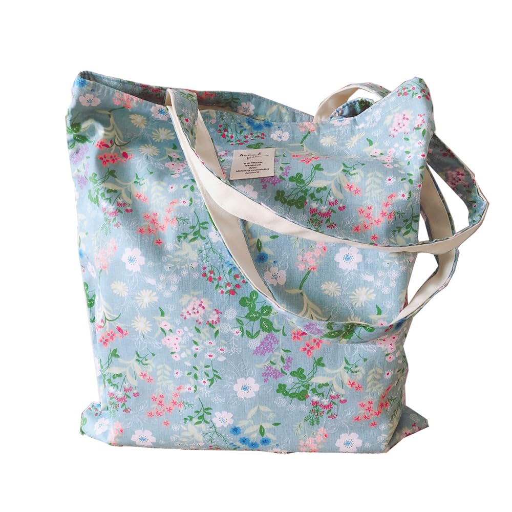 Kehpish Cotton Canvas Tote Bag Reusable Soft Grocery Cloth Bag Floral Shoulder Bag for Beach Travel Shopping