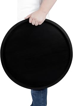 Round Ottoman Tray Large Wood Serving Tray for Table Living Room Bedroom, 20 Inches Black