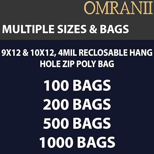 Miniatura 7 de Bolsas de polietileno con cierre resellable con agujero para colgar, 9 x 12 pulgadas y (100 bolsas) de plástico transparente de 4 mil con cierre