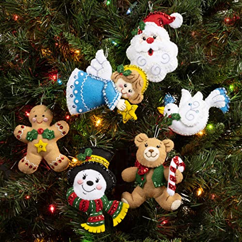 Bucilla 89577E Holiday Favorites, Felt Applique 6 Piece Ornament Making Kit thumb #1