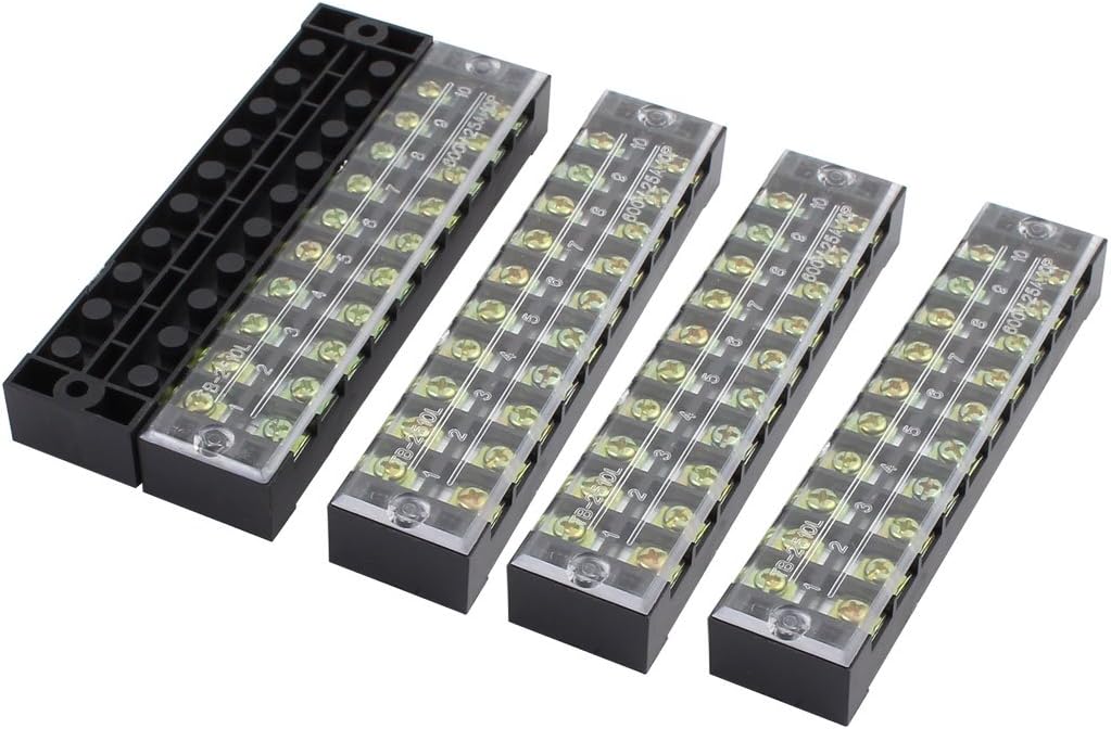 Aexit 5Pcs TB-2510 Terminals 600V 25A 10P Dual Rows 10 Position Wire Terminal Screw Terminals Block Connector