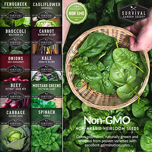 Spring Vegetable Seed Collection - 10 Packs Of Non-Gmo Heirloom Open-Pollinated Root Veg, Greens & Essentials To Plant Your Home Garden - Seed Saver Instructions On Packets - Survival Garden Seeds #TOP4