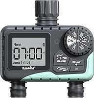 RainPoint 2 Zone Sprinkler Timer for Garden Hose - Programmable Water Timer with Rain Delay, Auto/Manual Modes for Lawn & Yard Irrigation