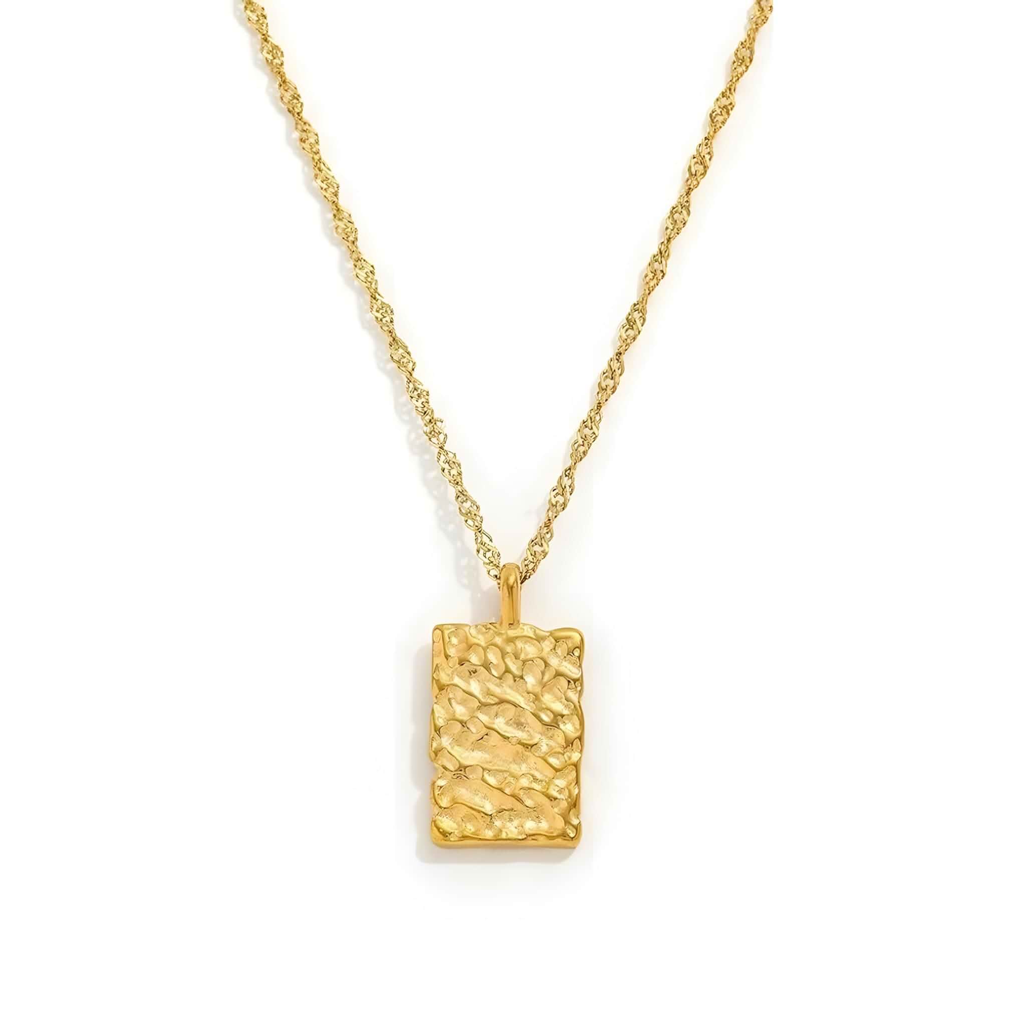 MIJENITI Beat Square Pendant Necklace for Women, Chains Tag Pendant Necklaces Trendy Dainty Jewelry for Womens