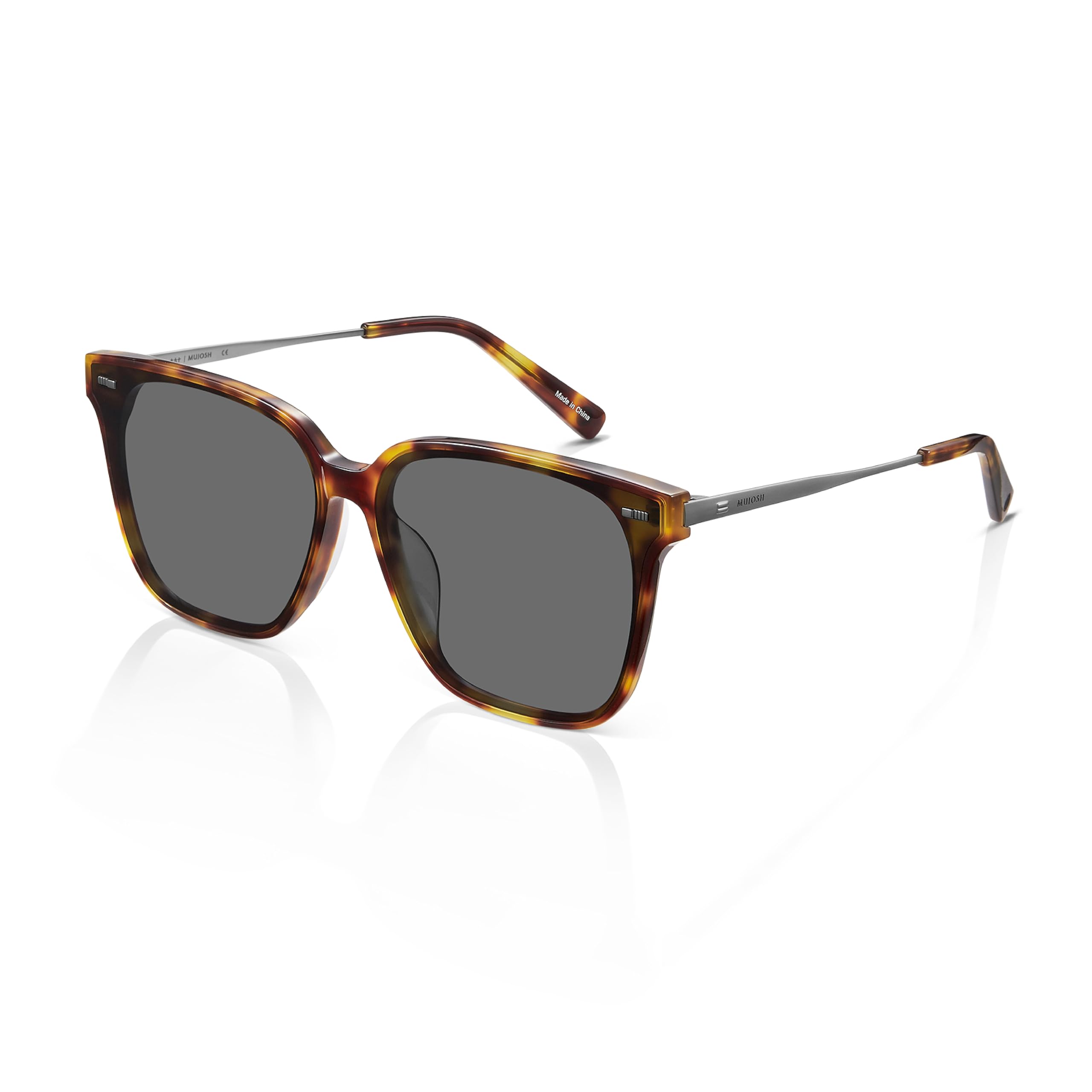 MUJOSH Retro Square Polarized Sunglasses for Women Men UV400 Lightweight Exclusive Eyewear Brand of EssilorLuxottica