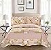 Fancy Collection 3pc Bedspread Bed Cover Pink Beige Green Flowers King/California King Over size 118"x106"