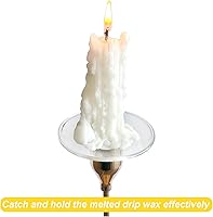 Vista 2 de 4 Piezas de Portavelas de Vidrio Curvado, Anillos de Atrapacerá para Velas Cónicas, Protectores contra Goteos de Cera de Vela (Redondo)
