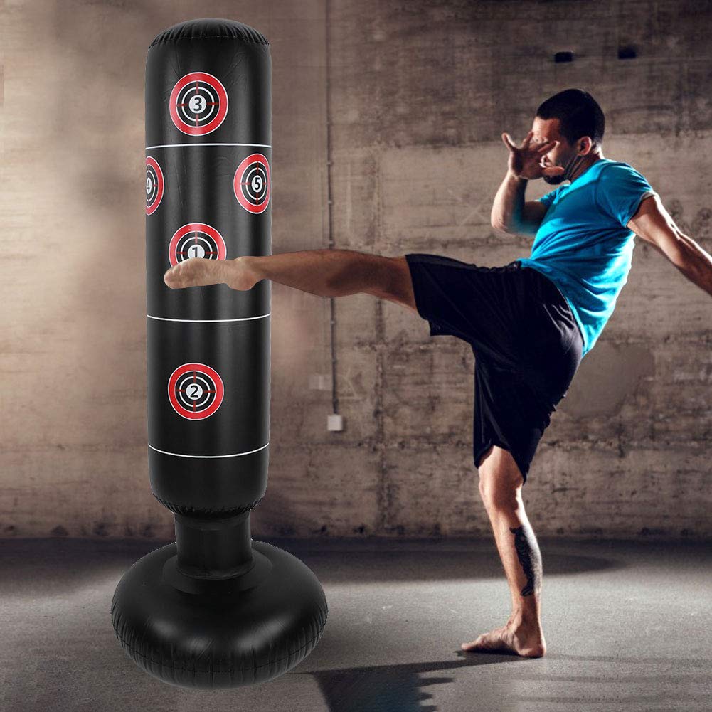 160cm Sac de Frappe Autonome de Boxe Culbuteur d'entraînement Gonflable