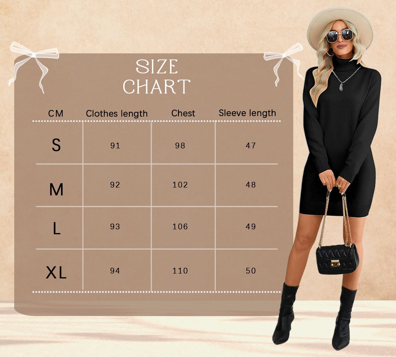 JFAN Vestito Donna Invernale a Collo Alto in Maglia Abito Maglione Donna Vestiti Casual Elegante Lungo