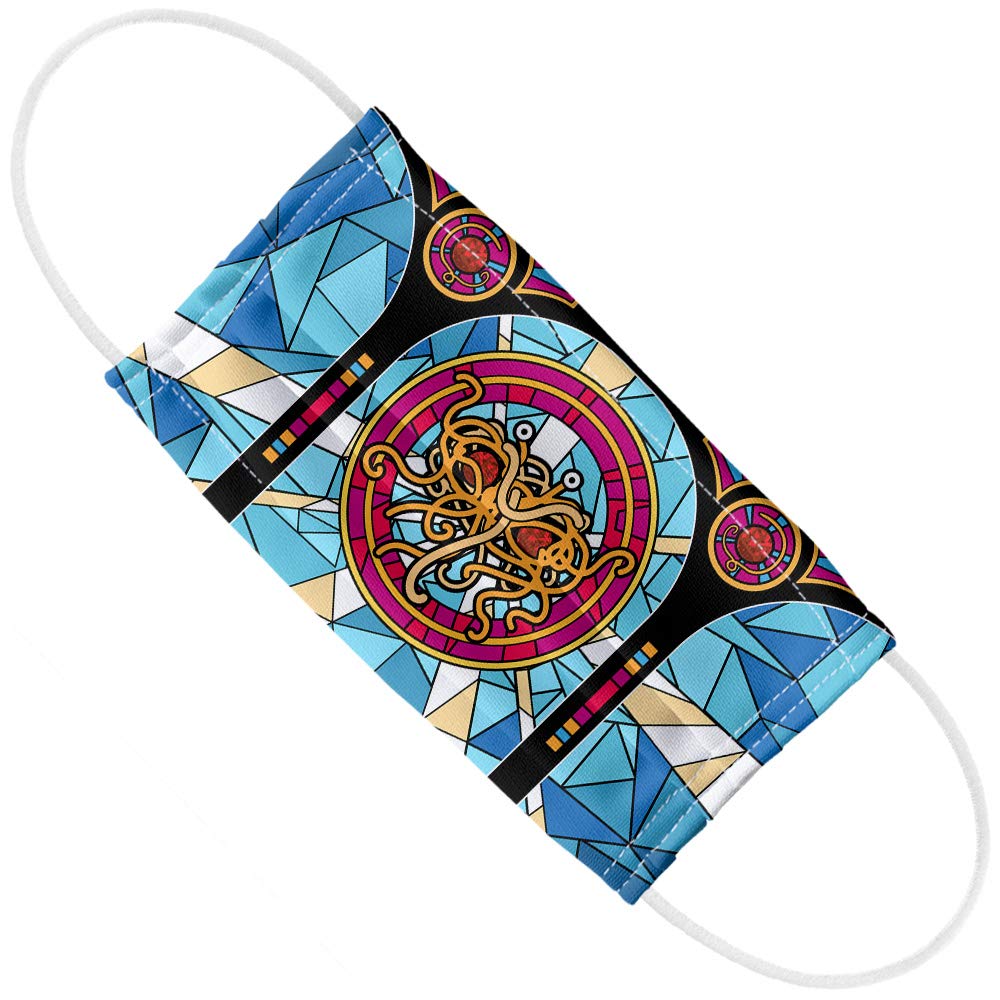 Popfunk Flying Spaghetti Monster Stained Glass 1-Ply Reusable Face Mask Covering with Adjustable Nose Wire, Unisex