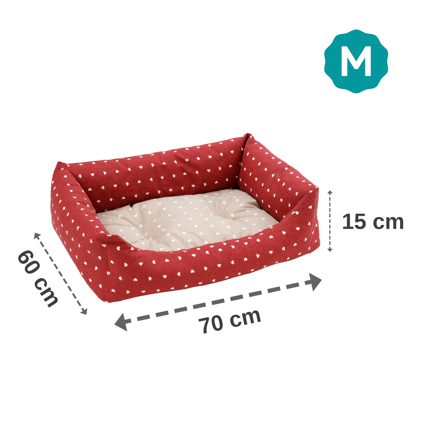 Baroni Home Cuccia per Cane in tessuto Grigio e Stelle Taglia M 60x70 cm, Morbido Divano Rettangolare, Comodo, per Camera da Letto Salotto Corridoio, Lavabile