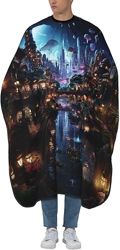 Futuristic Fantasy Magic Cityscape beautiful Barber Cape for Men Professional Hairdressing Cutting Salon Cape Hair Styling Cape