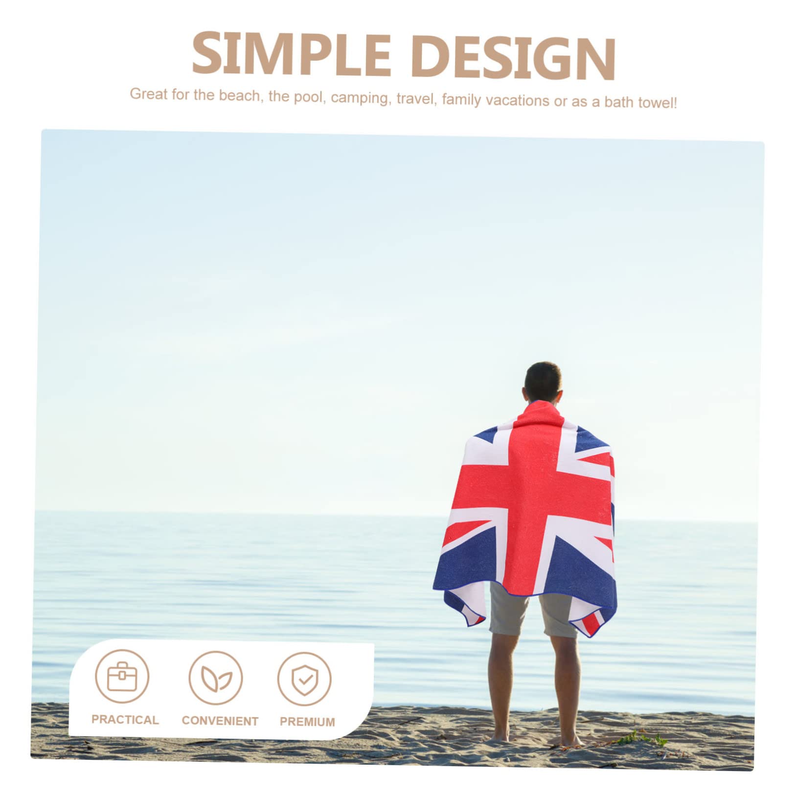 POPETPOP 2 Piezas Toalla de Playa con Bandera Inglesa Multifuncional de Microfibra Superfina Secado Rápido Ligera y Absorbente para Playa Piscina Camping y Yoga