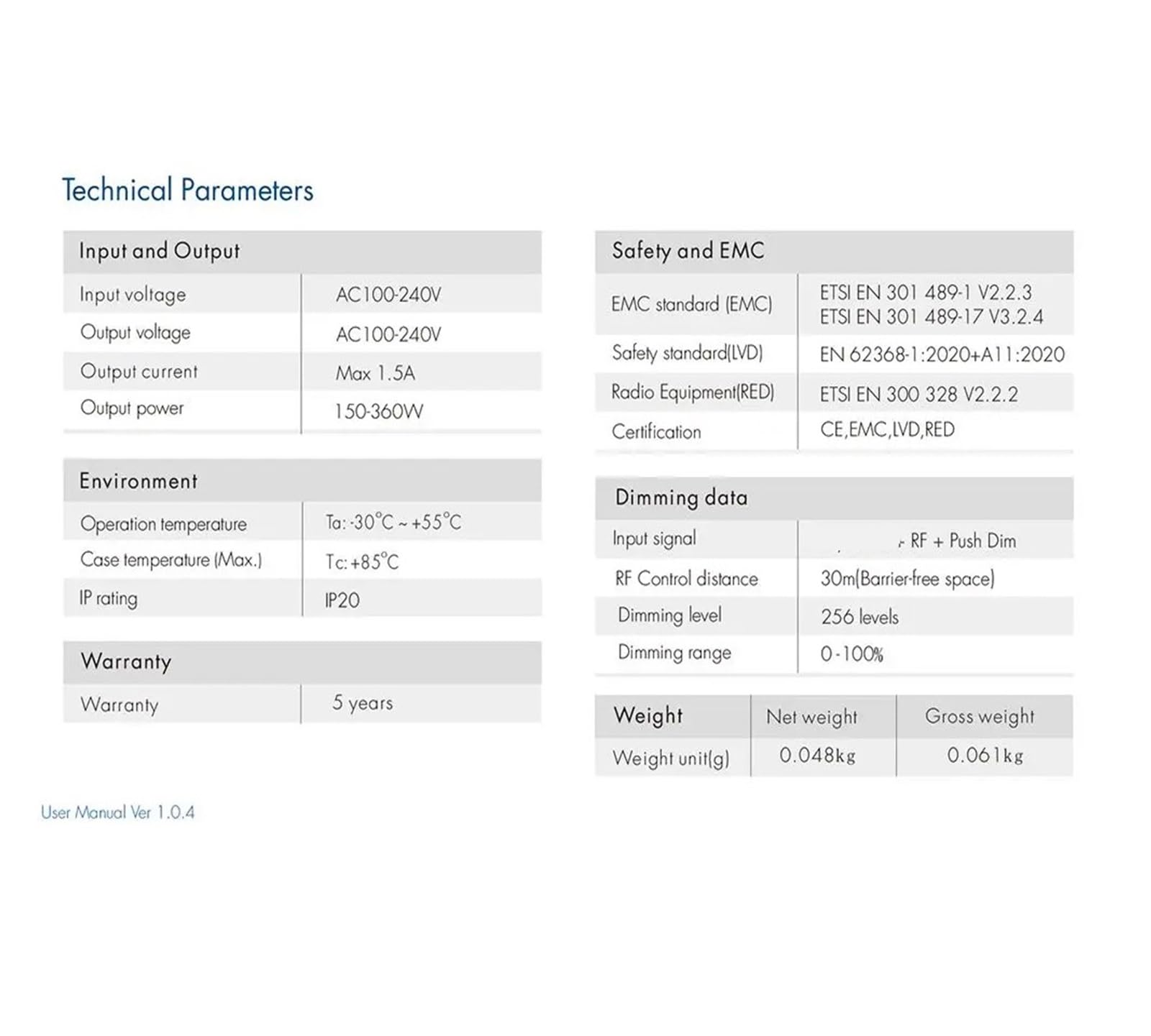 Ściemniacz 220 V, 230 V, 110 V, 2,4 G, pilot zdalnego sterowania, AC Triac, przełącznik przyciskowy, odpowiedni do żarówek LED 220 V S1-B(RU4 Remote Only)
