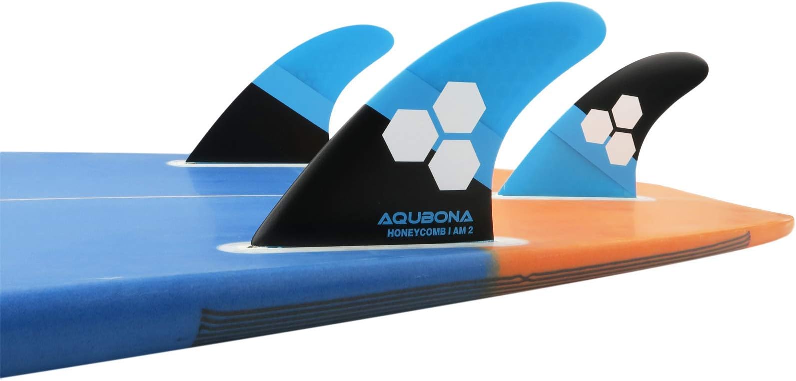 AQUBONA Dual Tab II AM FINS Surfboard Fiberglass Fins for Surfing with Fin Bag, Fin Key, Multiple Colour (Small, Medium, Large Sets)