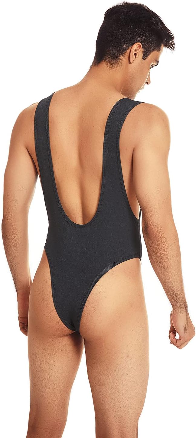 ABAFIP Mens Sleeveless High Cut Thong Leotard Bodysuit One Piece Backless Deep U Neck Solid Singlet Undershirt Activewear - Image 4