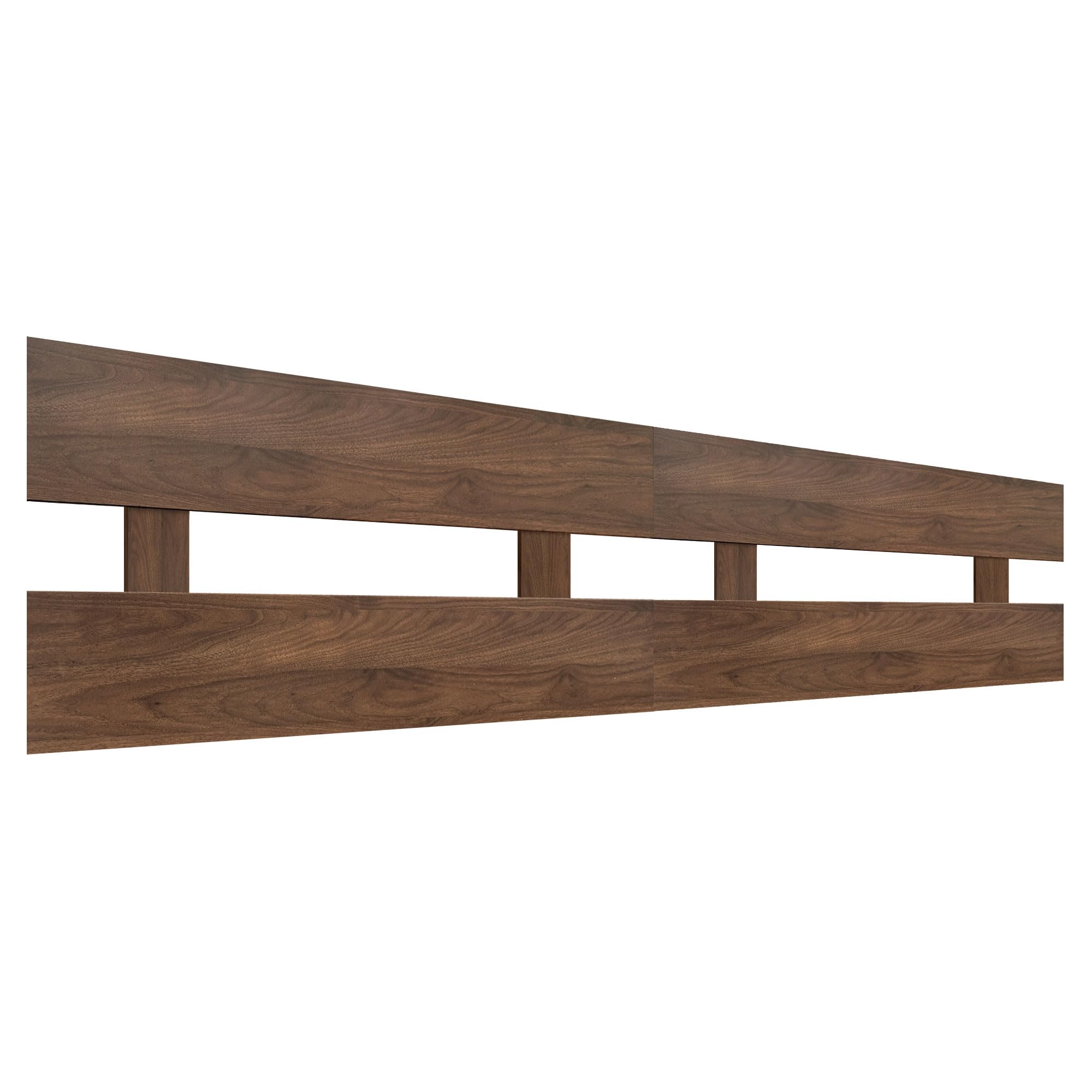 DHOME Testiera in Legno Riciclato MDF Orizzontale Stile Recinto per Letto con Pallet Ferramenta Inclusa (200cm Dual, Noce)
