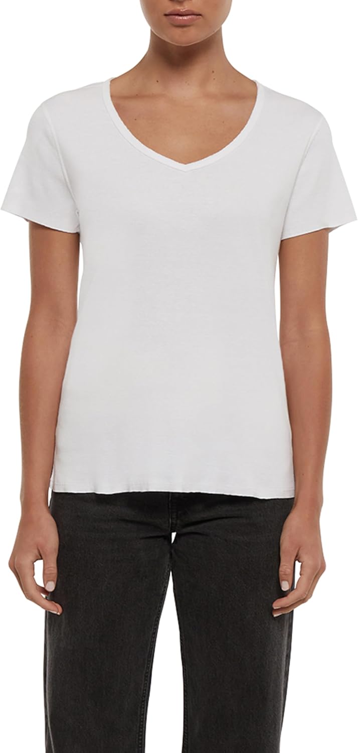 Three Dots Womens V-Neck Short Sleeve Tee