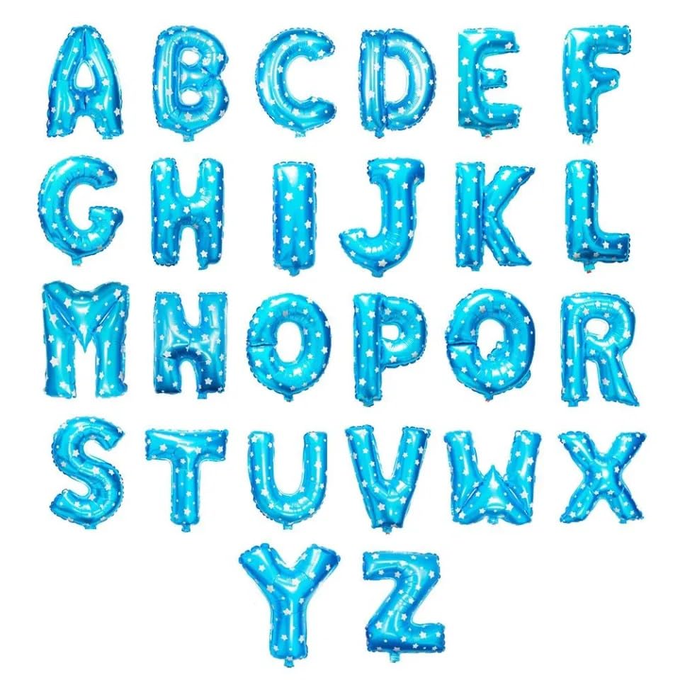 26 Pieces 16 Inch Blue Letters A-Z Balloons, Mylar Foil Alphabets DIY Custom Personalized Phrase Banner for Birthday Anniversary Baby Shower Party Supplies Decoration