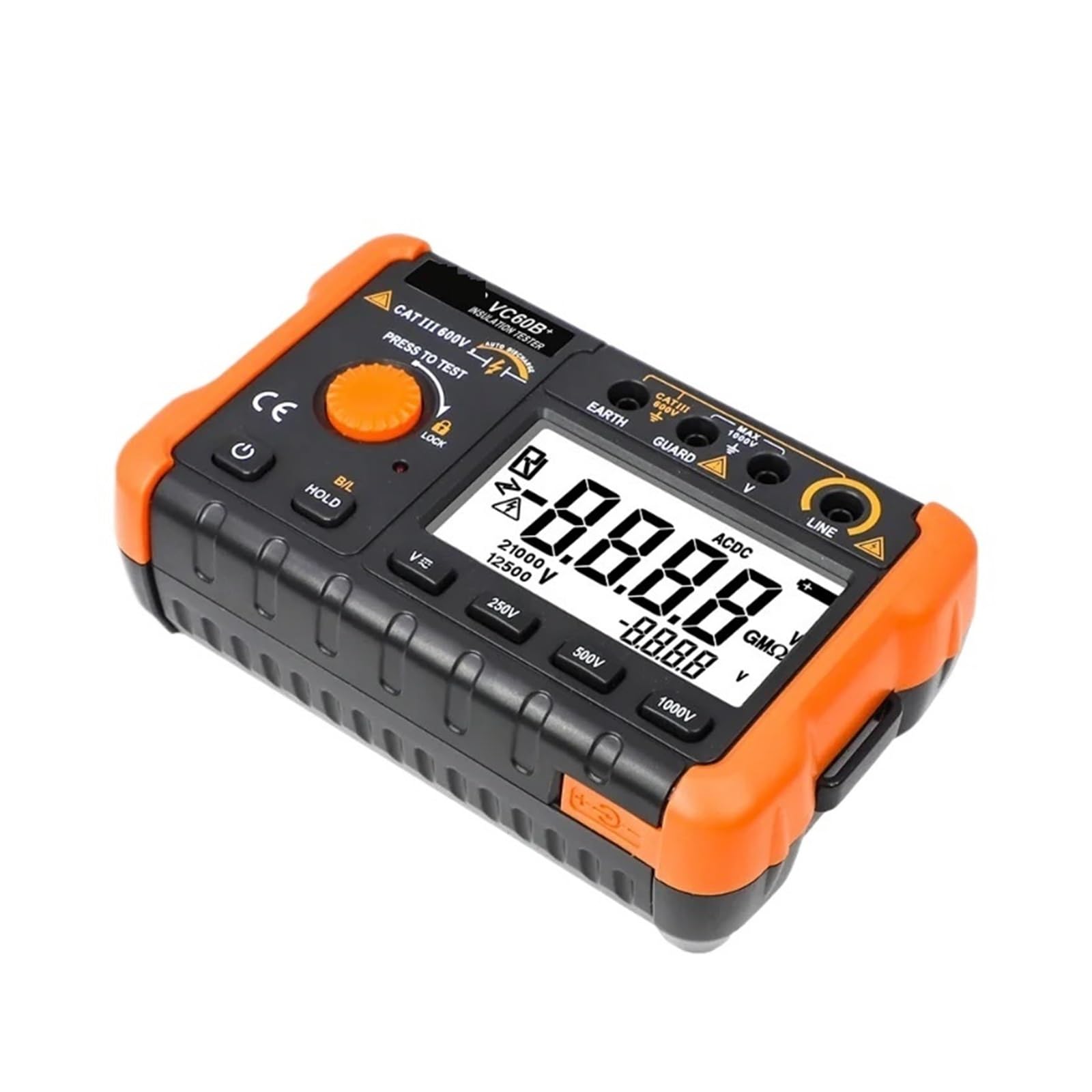 Medidores de Resistencia, Probador de resistencia aislamiento digital 60B+, 1000 V CC, CA, 2000 m ohmios, alarma entrada cortocircuito alto je, comprobador