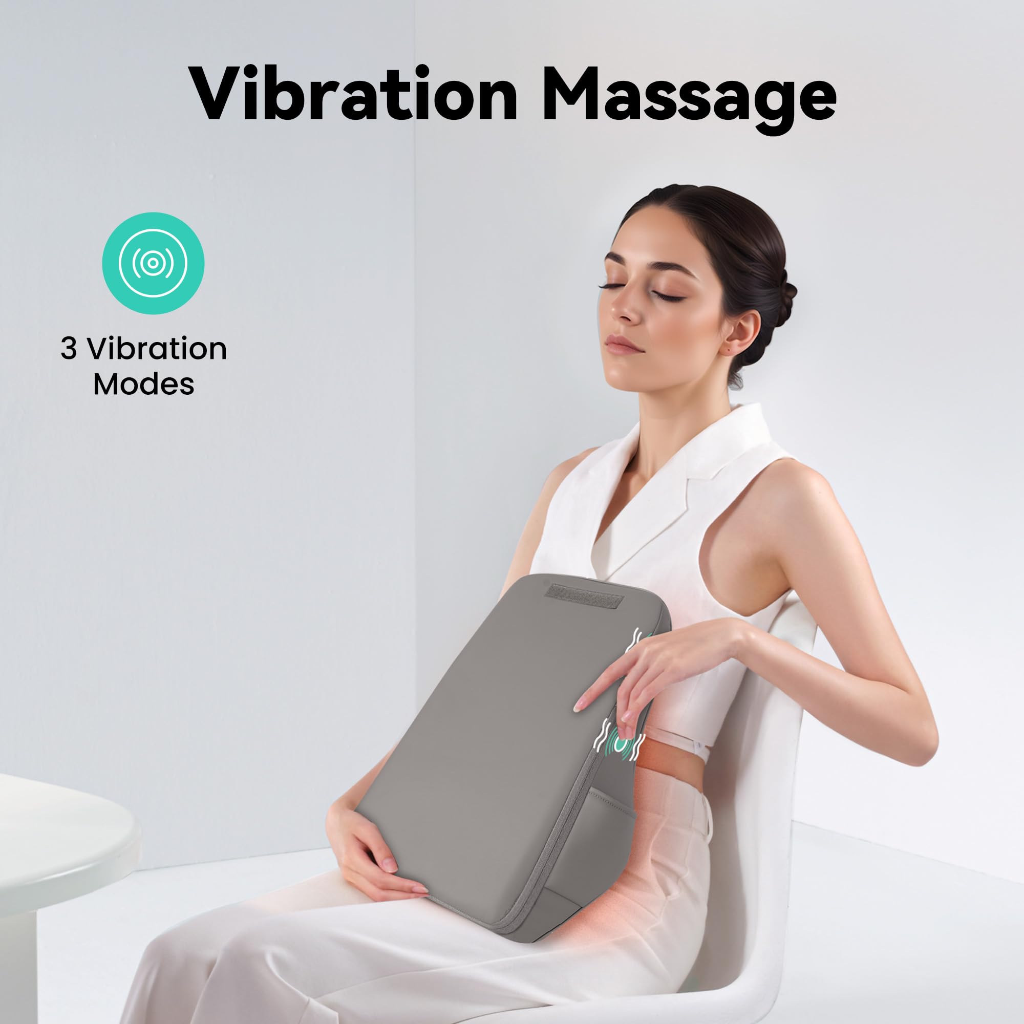 Snailax Shiatsu-Nackenmassagegerät mit Wärme und Vibration, Knet-Massagegerät Rücken Nacken Schulter, Rückenmassagegerät, Massagekissen, Geschenke Männer Frauen, Beige