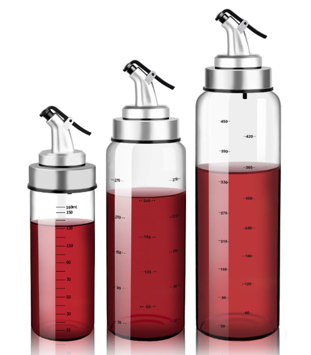 enduo Dispensador de Aceite de Oliva y vinagre-170 ml oz Botella de Vidrio Transparente para condimento