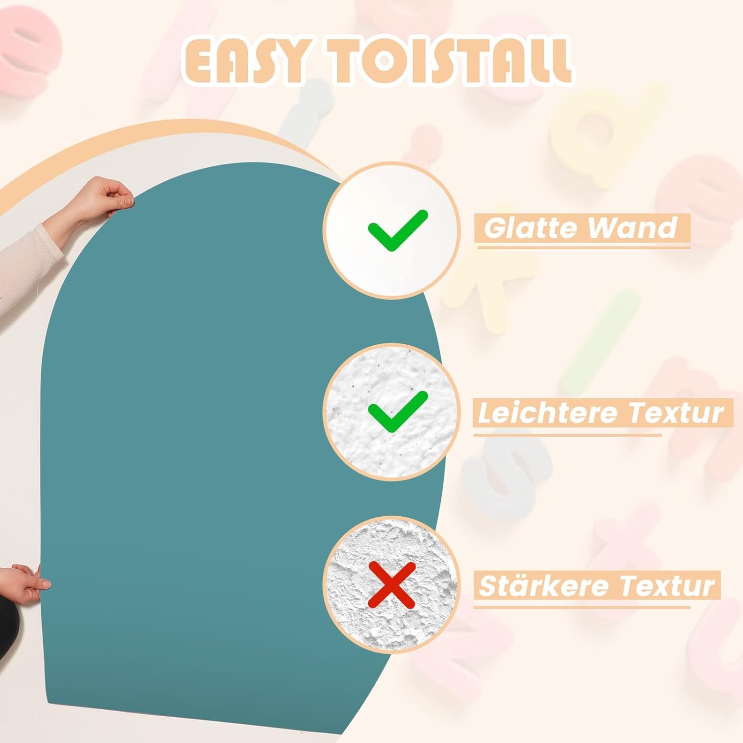 Magnettafel Kinder Selbstklebend, Magnetwand Groß 80x100cm, Magnetische Kreidetafel in Bogenform, Wandaufkleber mit 3 Staubfreie Kreide, 1 Reinigungstuch – Geschenk (Türkis)