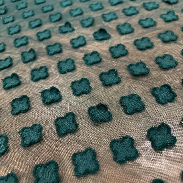 150 cm breit, 300 cm lang, vierblättriger Jacquard-bestickter, halbtransparenter Chiffon-Stoff, Meterware, Chiffon-Stoff für die Kleiderherstellung