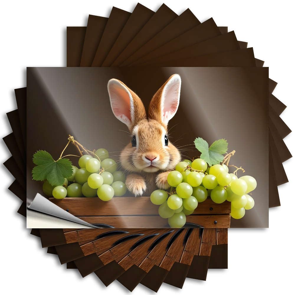Outdoor Bar Decor Decals Bottle | A Rabbit with Grapes in A Wooden Box. Cool Alcohol Sticker Pack(12X18CM)