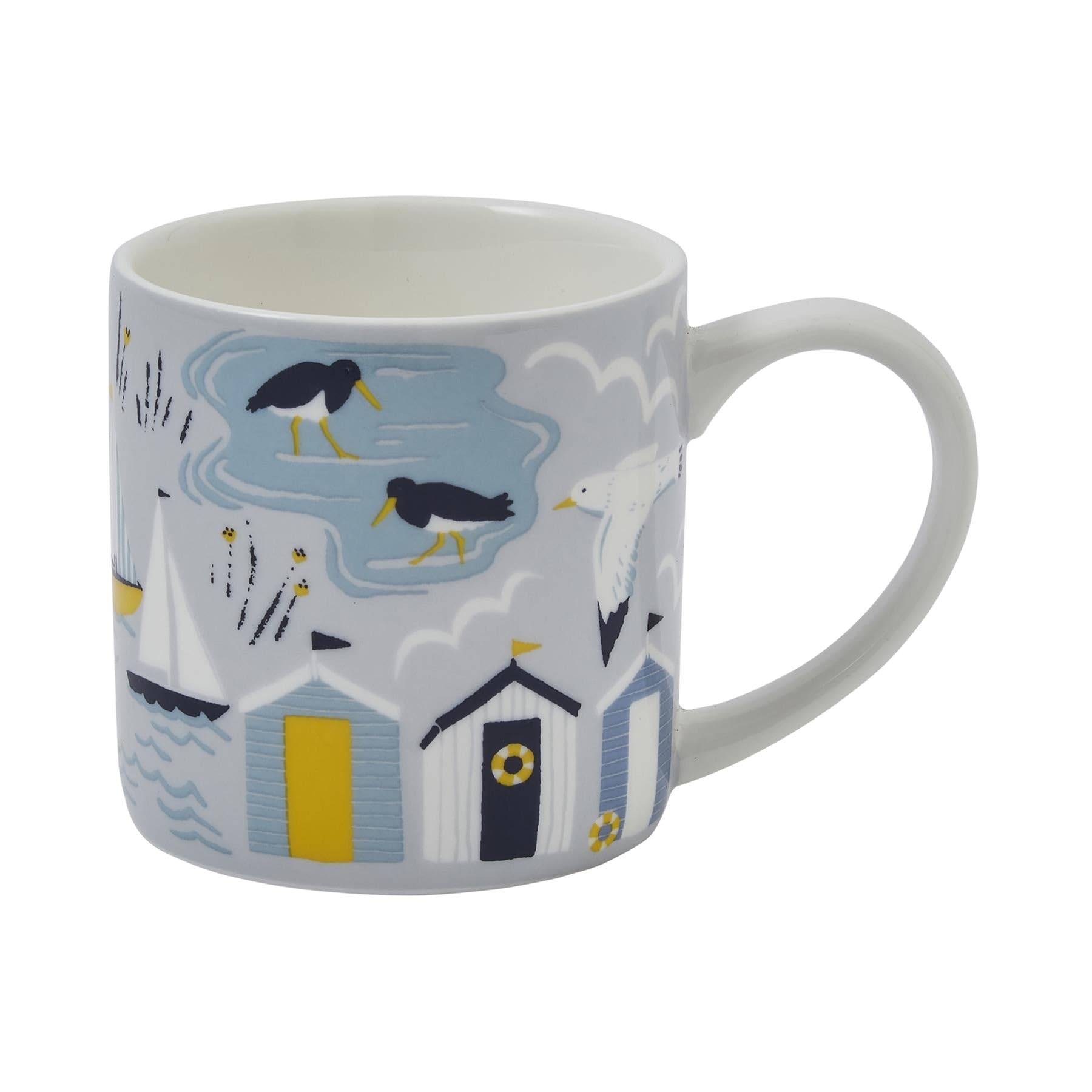 Ulster Weavers - Blue Nautical Mug 250ml - Dishwasher & Microwave Safe - Ceramic New Bone China - Coffee Mug with Beach Huts - Nautical Kitchen Accessories - Coastal Themed Mug/Cup - Seashore Mug