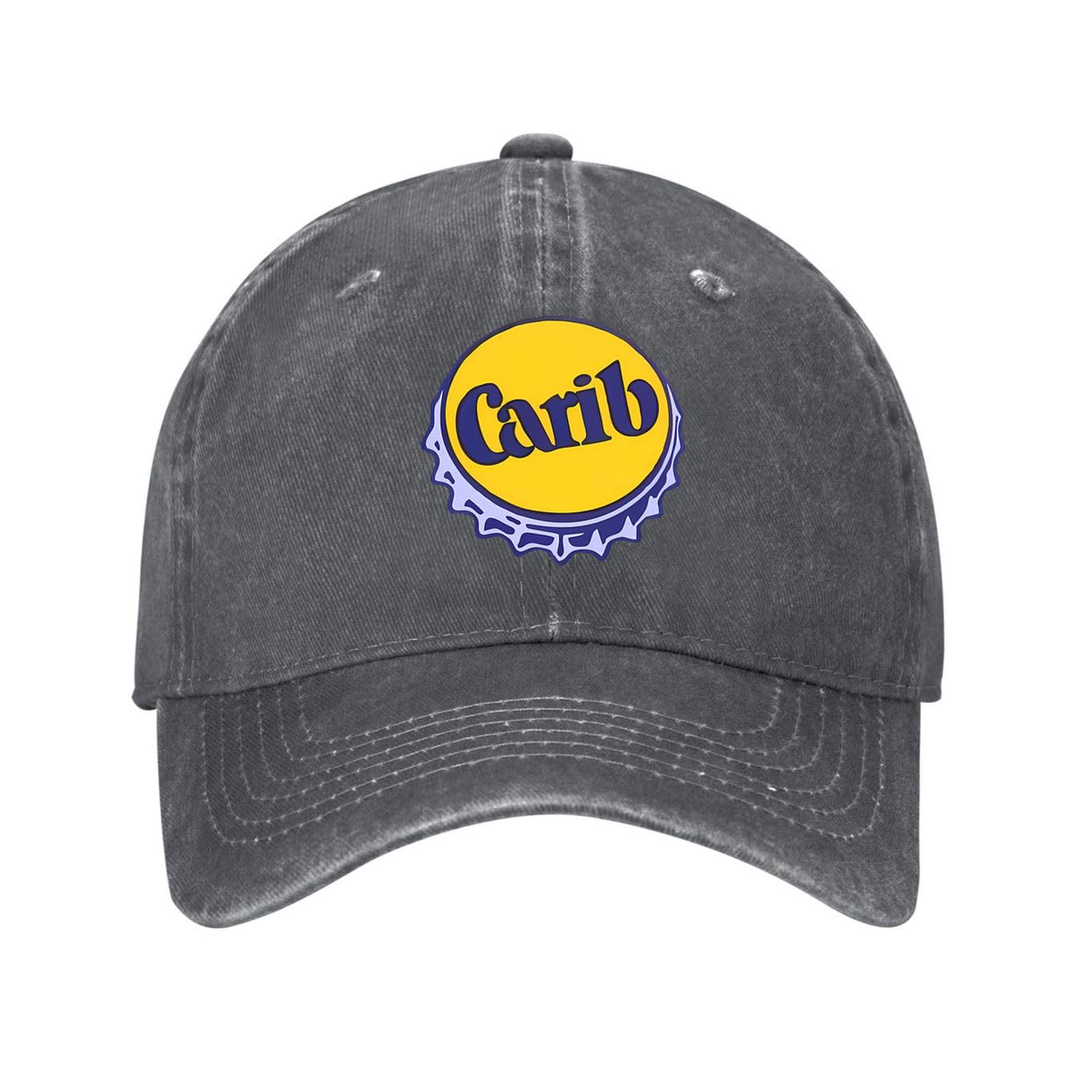 Kciutud Carib Beer Caribbean Charcoal Washed Denim Baseball Cap Adjustable Vintage Distressed Dad Hat Men Women Retro Soft Cotton Size is: One Size