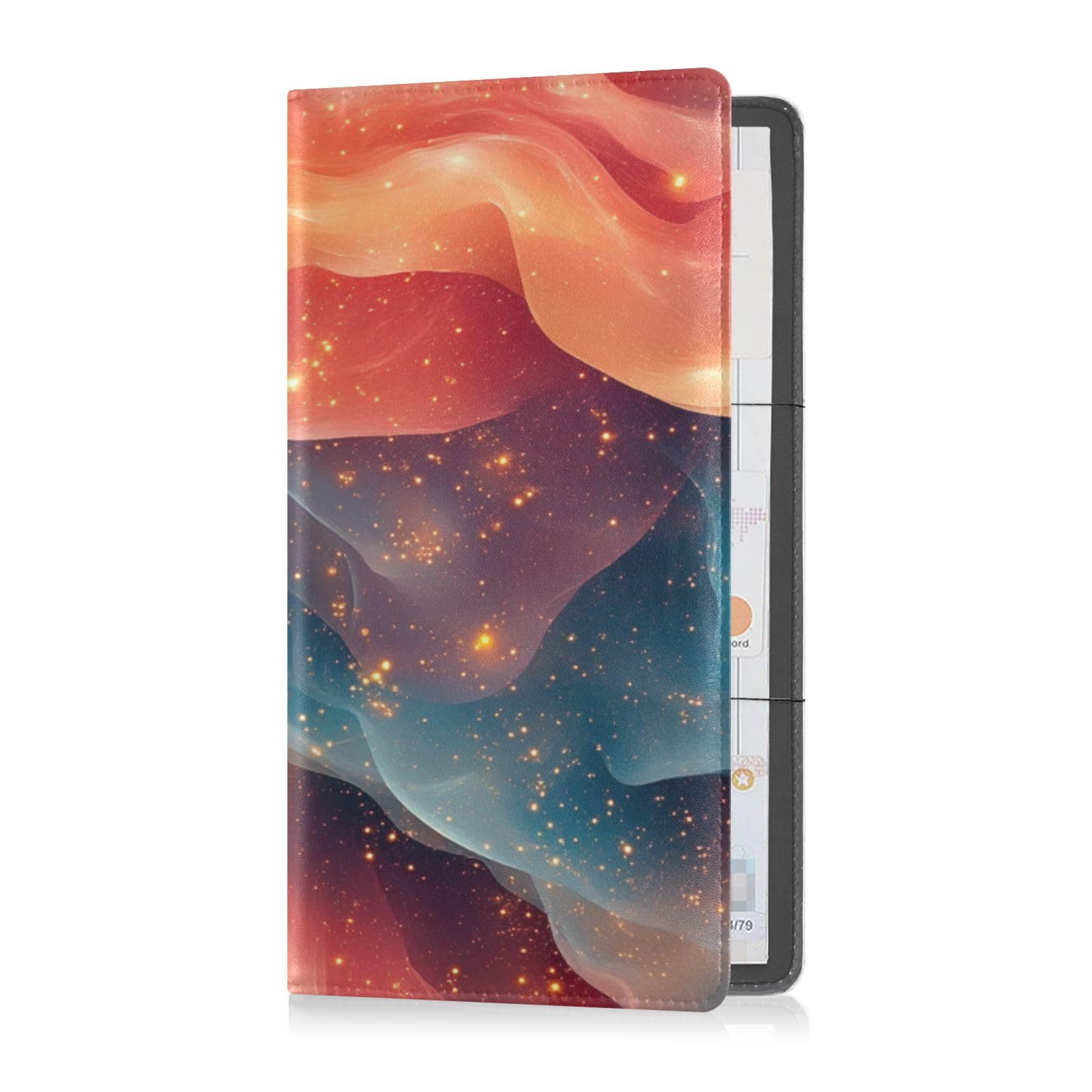 Leather Registration and Insurance Card Holder Men Women Auto Truck Comparment Accessories Case for Essential Document, Driver License, Cards Peach Teal Red