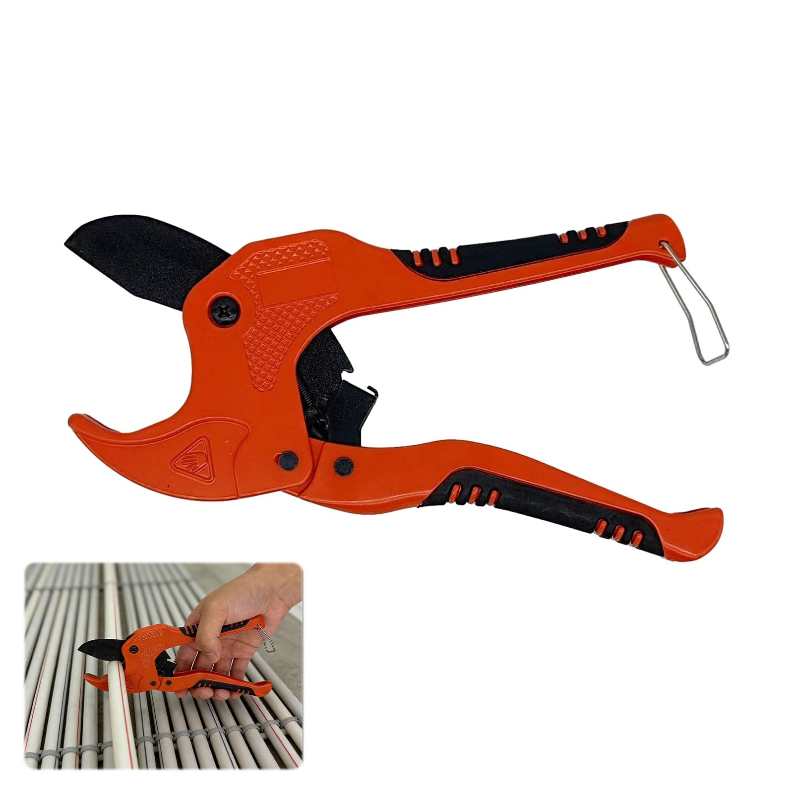 42mm PVC Pipe Cutter, Heavy Duty Plastic Pipe Cutter, Ratchet Pipes Cutters for Cutting PVC PEX PPR Plumbing Plastic Rubber Hoses Plastic Pipes Cutters with Non-Slip Handle