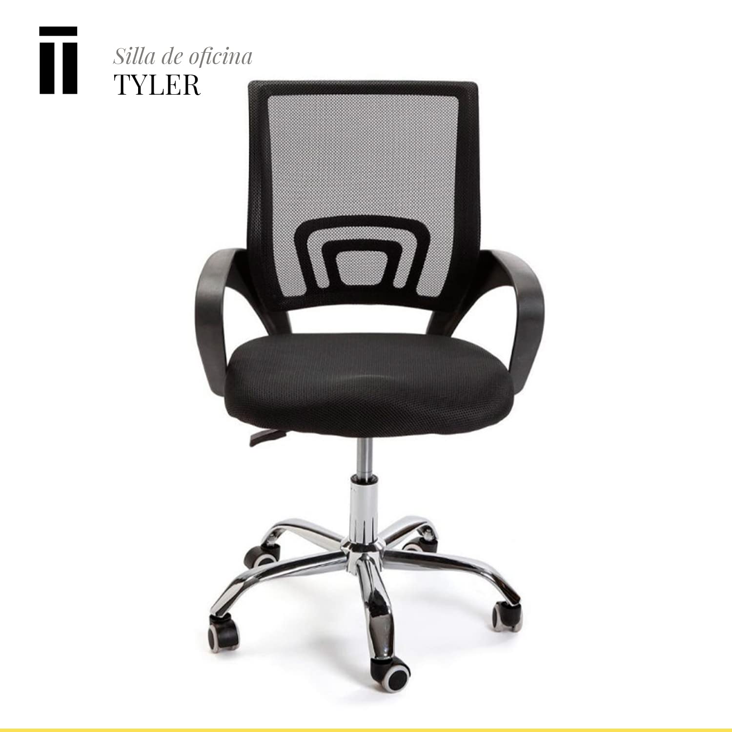 SHIITO | Silla giratoria de Oficina | Soporte Lumbar | Malla Transpirable | Modelo Tyler - BY017 | Color Negro - 96 x 48 x 59