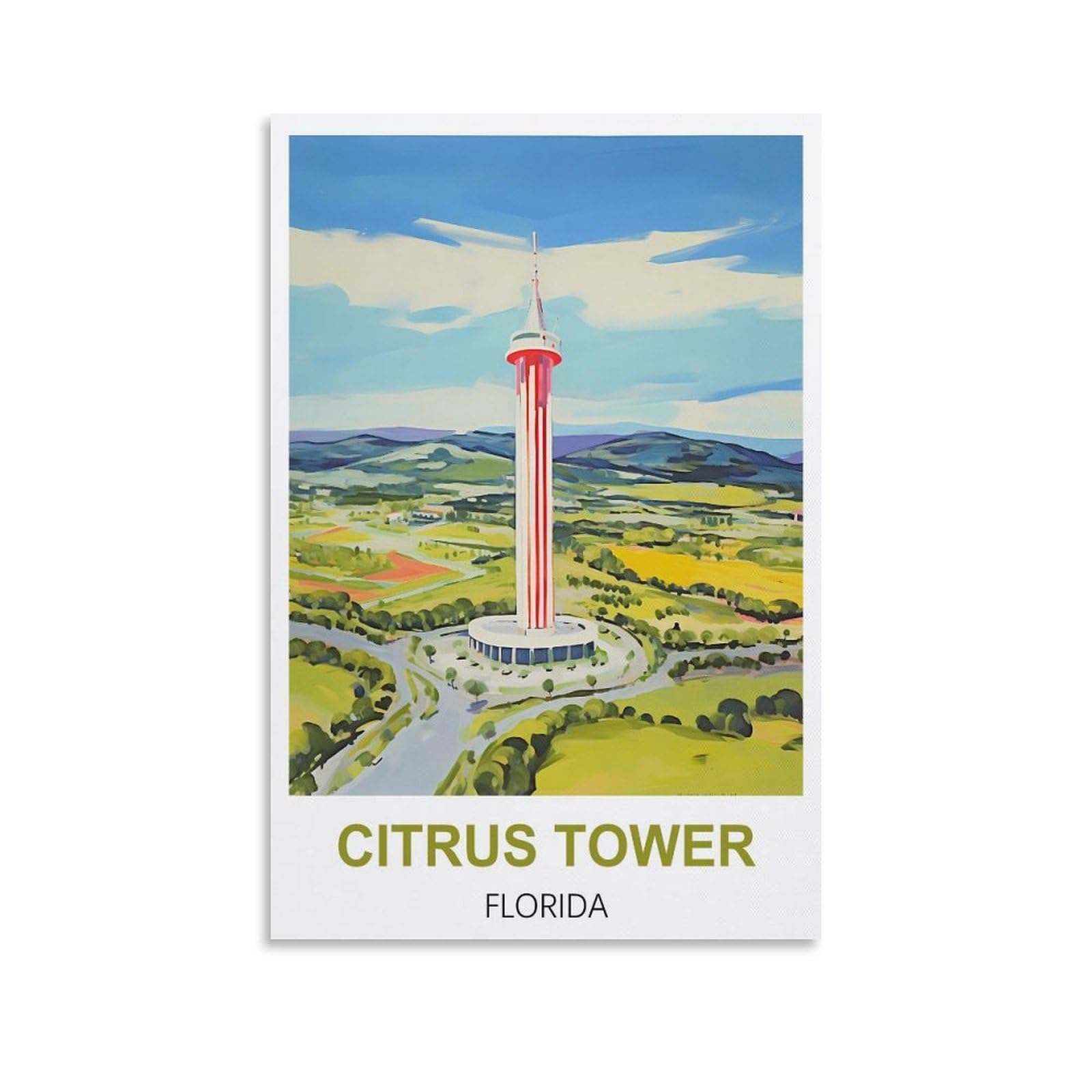 Nhgeqaa Unframe-Style Citrus Tower Florida Vintage Travel Poster 08X12inch(20X30cm) Canvas Wall Art Print Picture