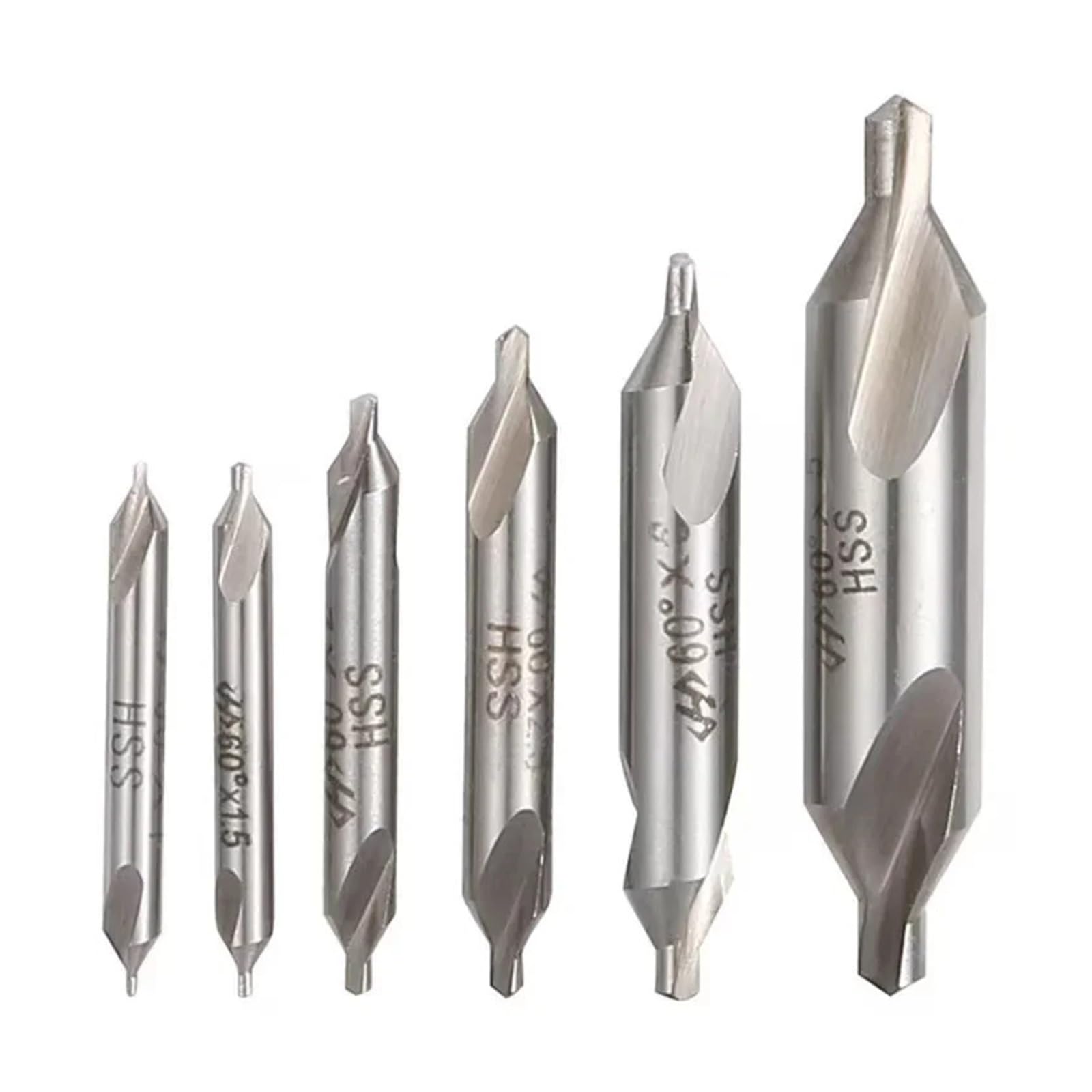 Wiertło centrujące HSS, Zestaw wierteł centralnych HSS 60 stopni i pogłębiaczy 1,5-6,0 mm(6pcs 2.0 6.0mm)