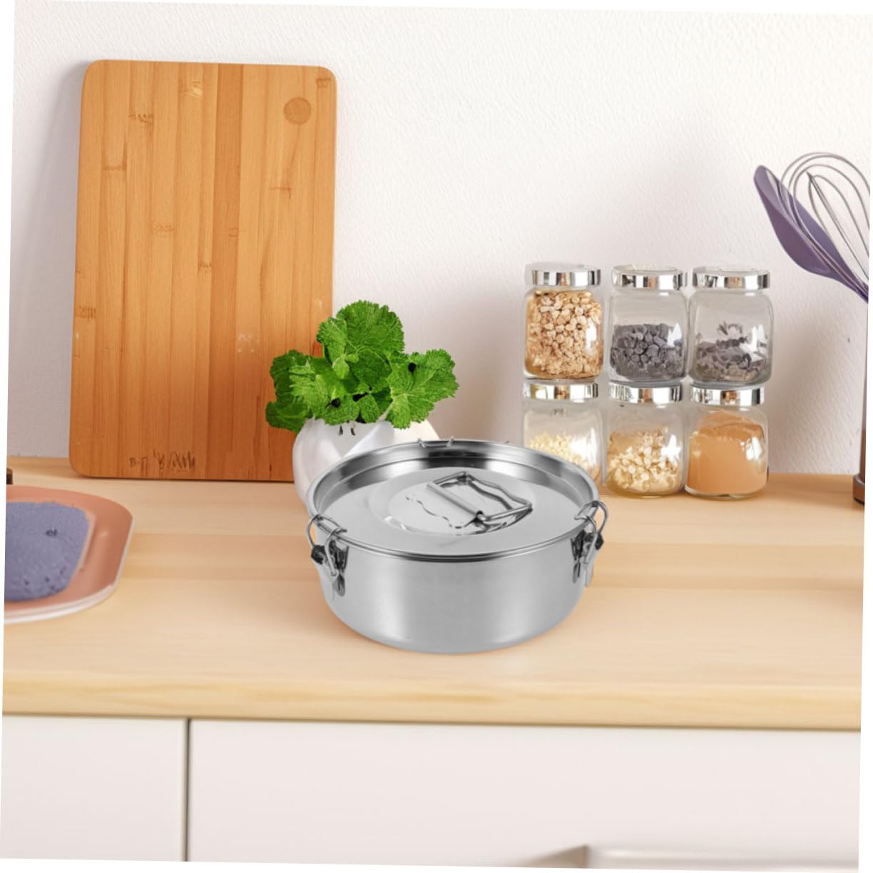 Yardwe Molde para Flan de Acero Inoxidable con Diseño Bloqueable y Uso Versátil, Molde para Hornear con Tapa Adecuado para Hacer Flanes y Pasteles al Vapor