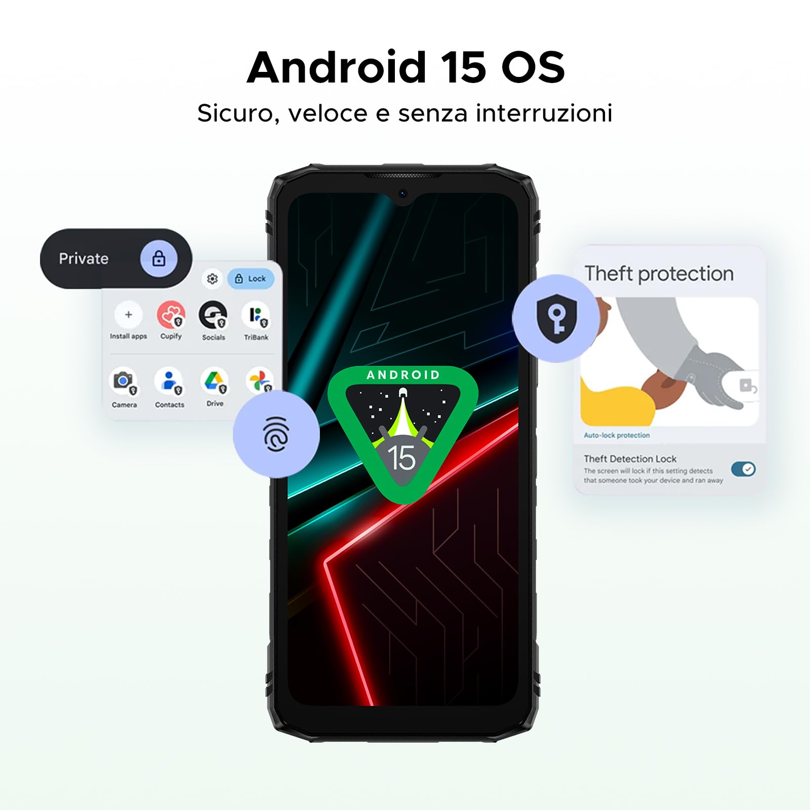 DOOGEE Blade 10 Energy 4.5G Rugged Smartphone, 24GB+128GB/2TB, Octa-core Telefono Indistruttibile, Android 15, 6150mAh Batteria, 6.56" HD+ 90Hz, 16MP+8MP, Widevine L1/GPS/Face ID/NFC