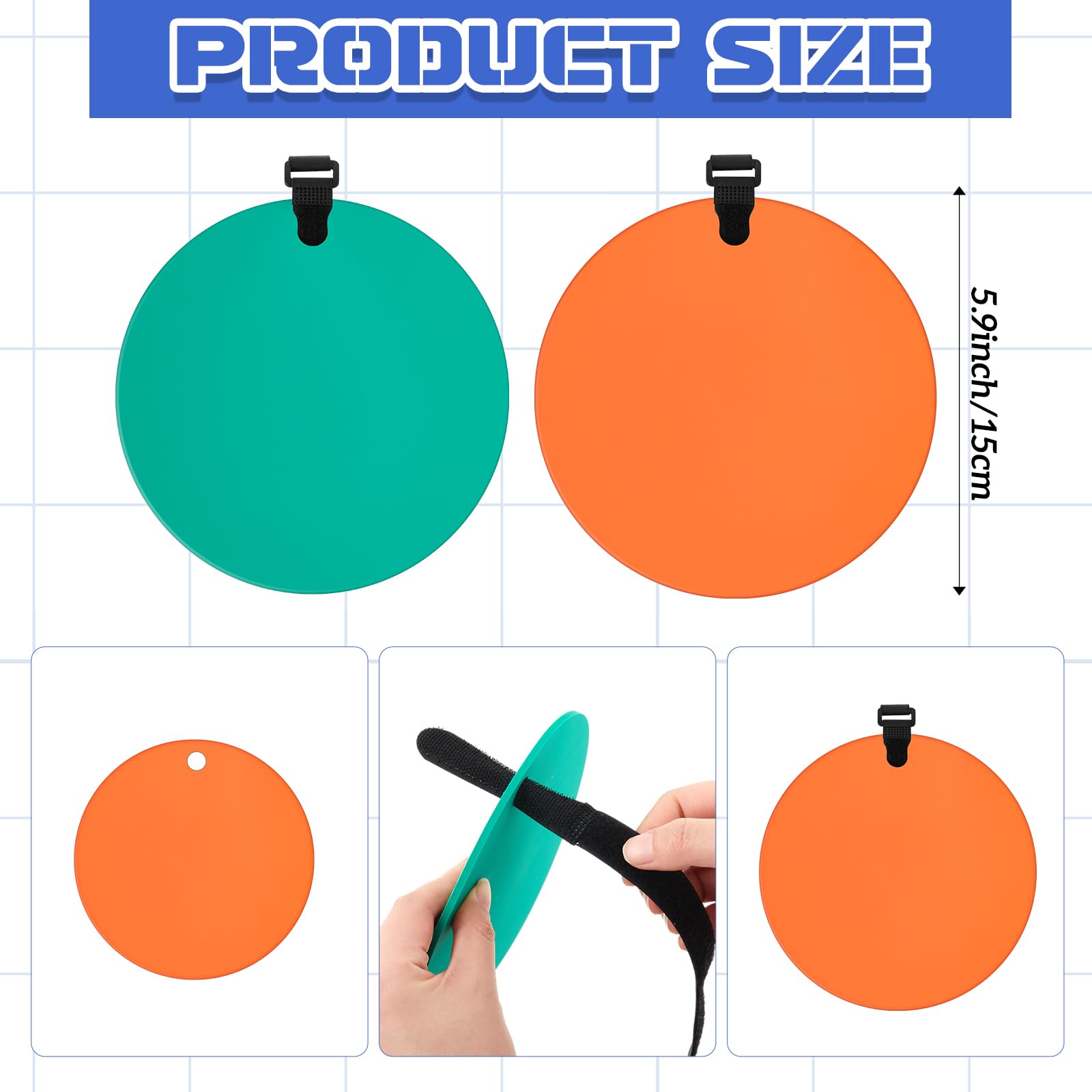 Arrowbash 4 Pcs Silicone Hockey Shooting Targets Agility Shooting Goal Target Discs with Straps Set Reactive Hockey Training Equipment for Lacrosse Soccer Baseball Practice Accuracy, Orange, Green