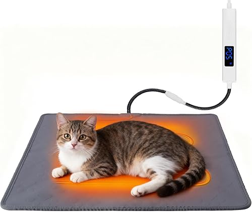 Almohadilla térmica para mascotas ELEGX, almohadilla térmica ajustable para perros y gatos con 10 temperaturas, cama térmica eléctrica impermeable
