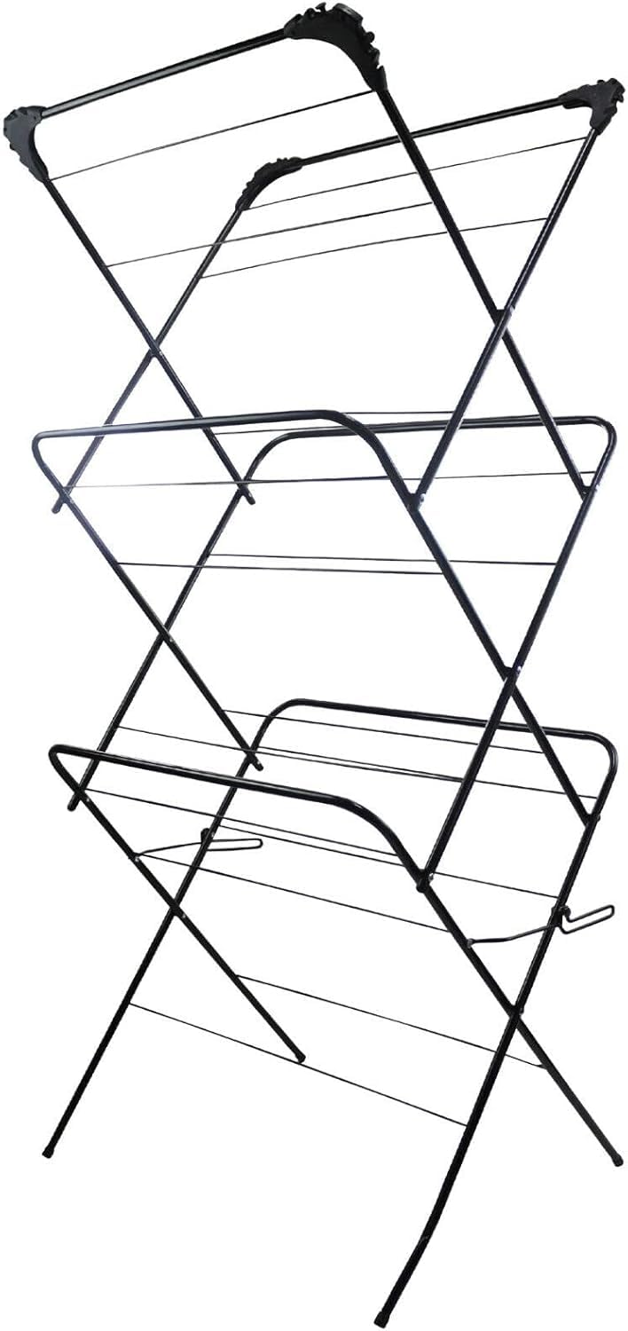 Aspect White Clothes Drying Rack, Clothes Airer, Foldable Laundry Drying Rack, 3 Tier Collapsible Clothing Dryer, Adjustable Towel Rack For Air Drying Clothing, Suitable For Indoor