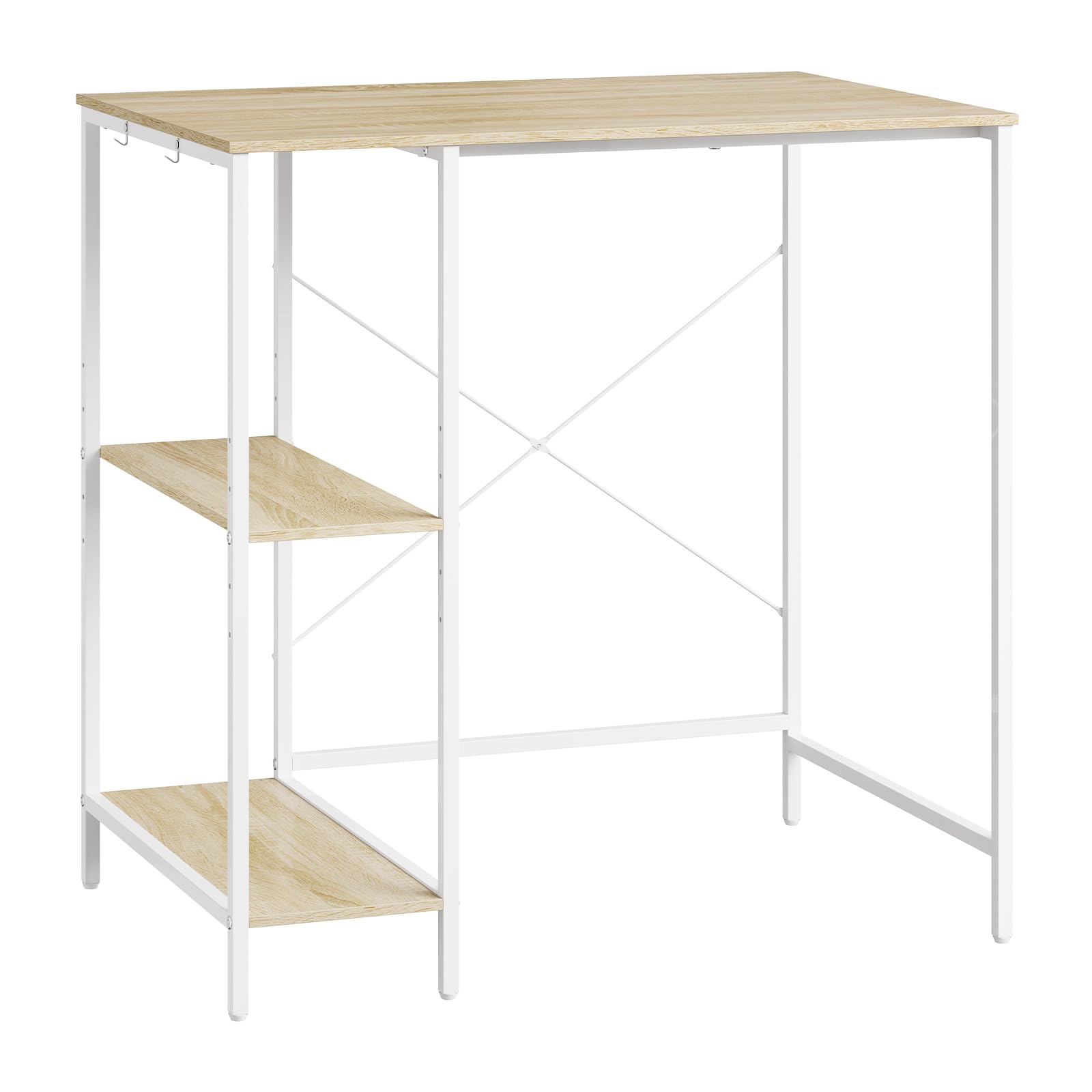 EUGAD Meuble Lave-Linge 2 Étagères Réglables Latérales 90x60x91 Blanc+Chêne | 2 Étagères Réglables, Latérales