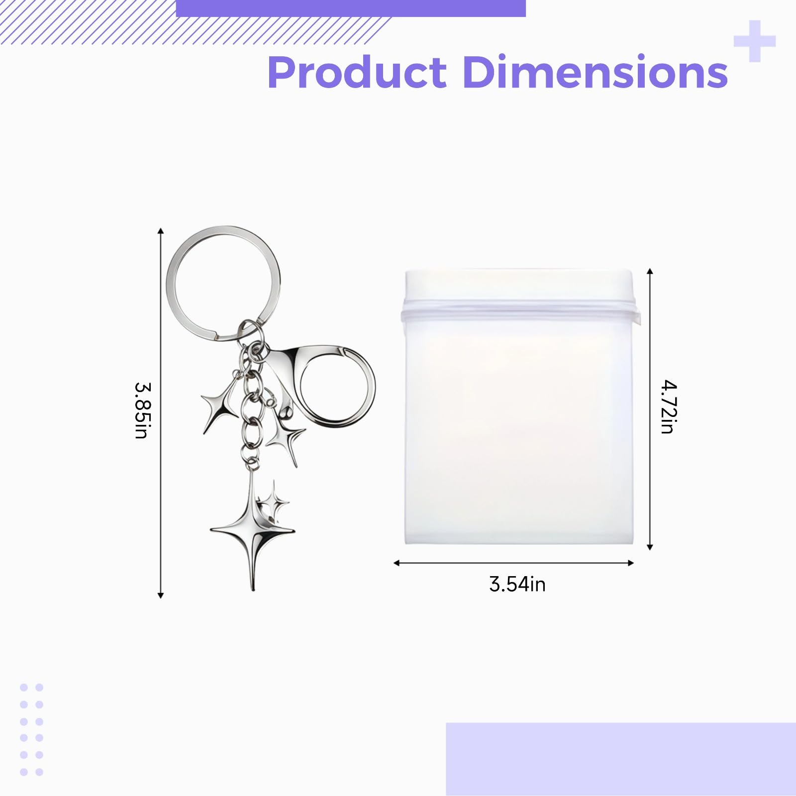 Generisch 20 Sets Schlüsselanhänger mit Stern, Dankeskarten und weißen Organza-Säckchen, Partytaschen aus Zinklegierung für Feier, Hochzeit und Taufe, in Silberoptik, für Deko und zum Verschenken