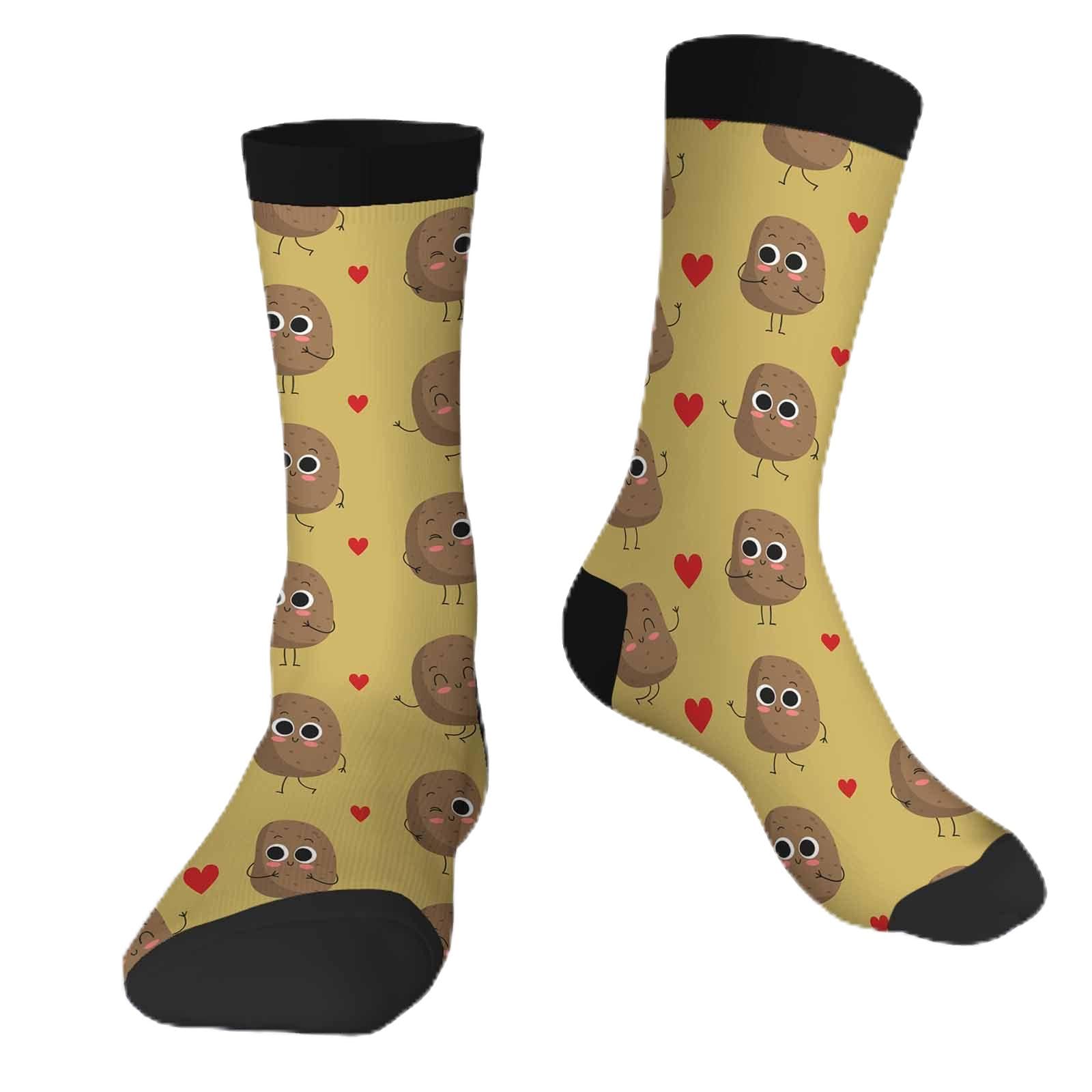 Muntayson Unisex Potatoes Athletic Cushioned Crew Socks Cushioned Crew Socks With Arch Compression Secure Fit Women Men