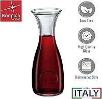Vista 3 de Bormioli Rocco Misura PZ - Juego de 2 jarras de vidrio transparente de 33.75 onzas con línea de calibración para vino, agua, jugo y leche, base