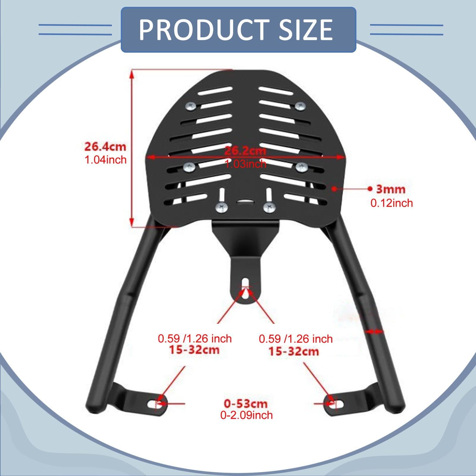 Porte-bagages arrière pour vélo électrique, porte-bagages en fer pour moto 26,4 x 26,2 cm