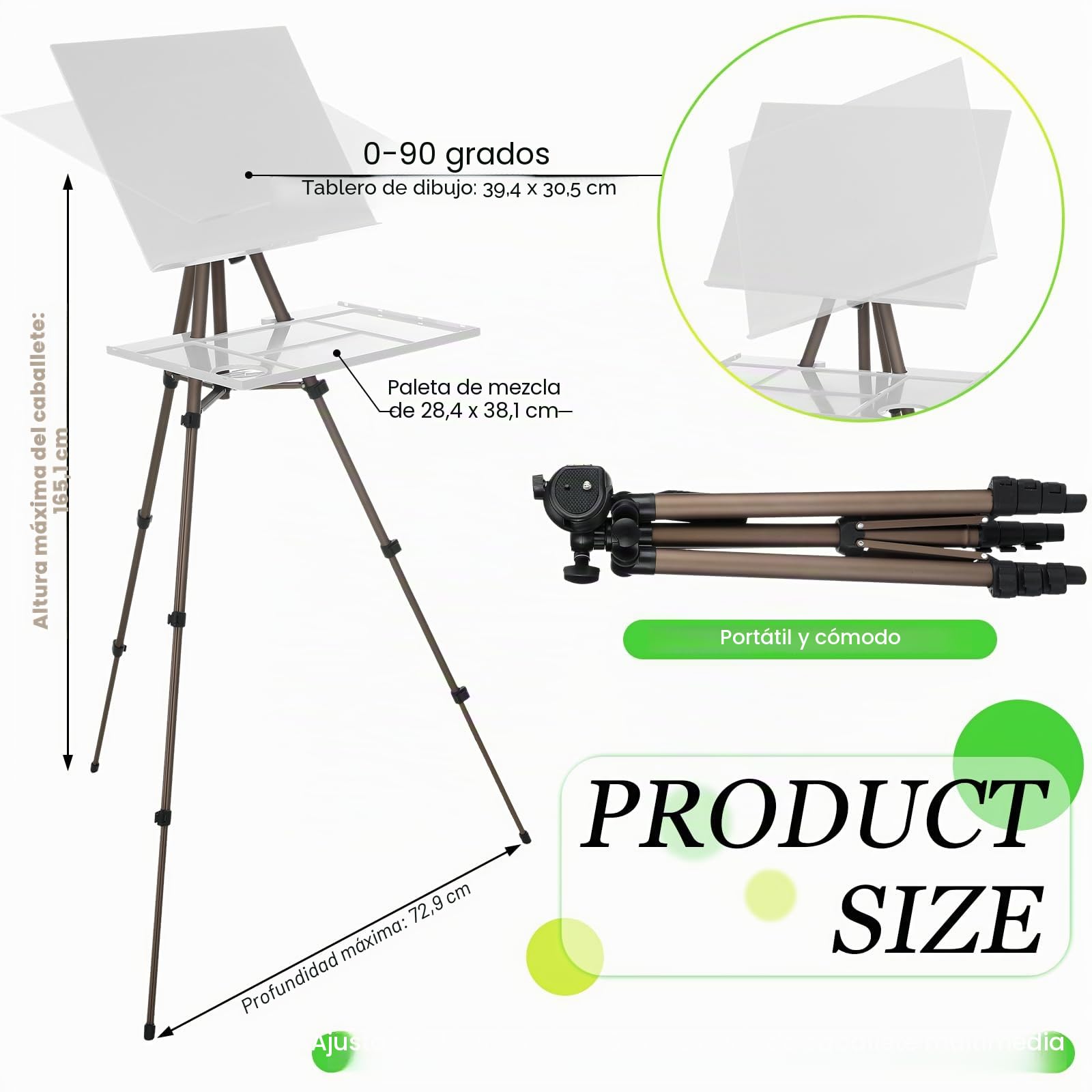 Ireer Caballete portátil de acuarela de 17 a 65 pulgadas con trípode resistente, caballete de metal de aluminio ajustable con bandeja, caballete de viaje ligero para pintar lienzo, exhibición de piso