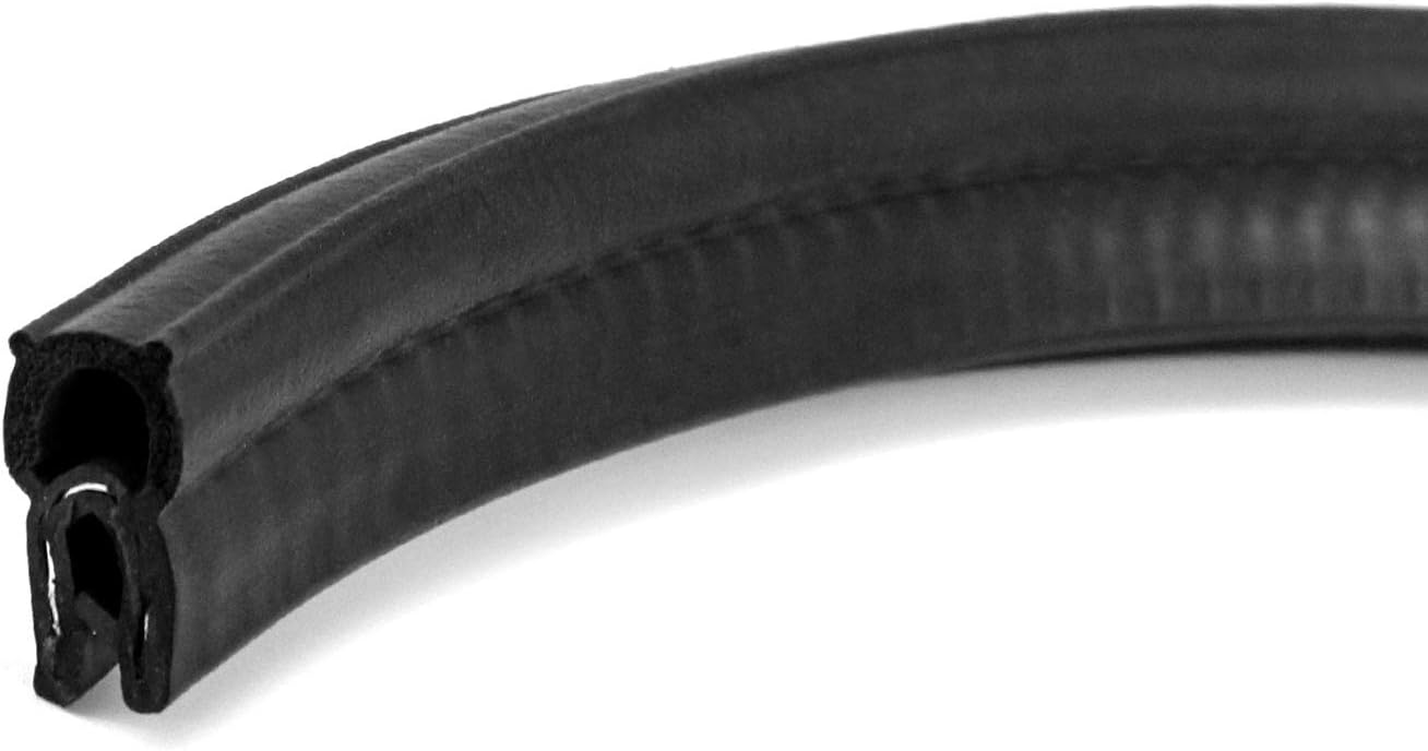 QWORK 15 Feet EPDM Rubber Trim Seal with Top Bulb, Fits Edge 1/16" to 1