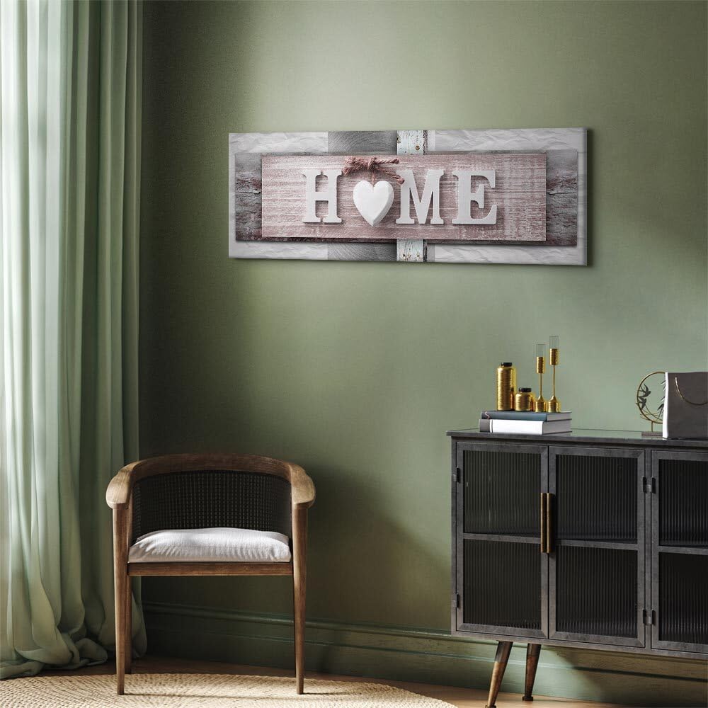 decomonkey Wandbilder Home Haus 150x50 cm XXL 1 Teilig Leinwandbilder Herz