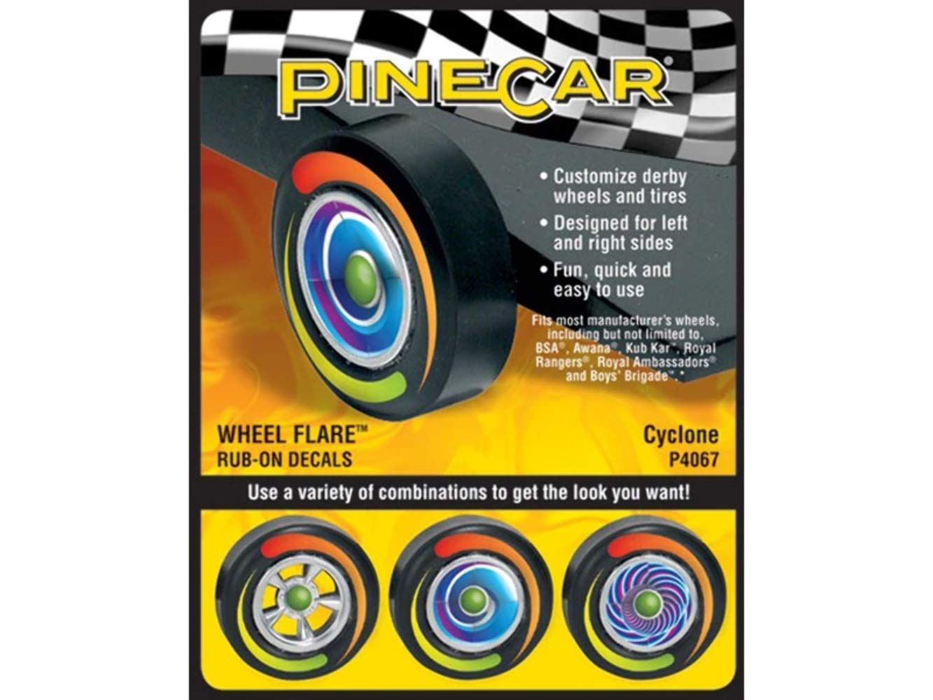 Buy Pine Car Derby Wheel Flare Dry Transfer DecalFire Ball Online at